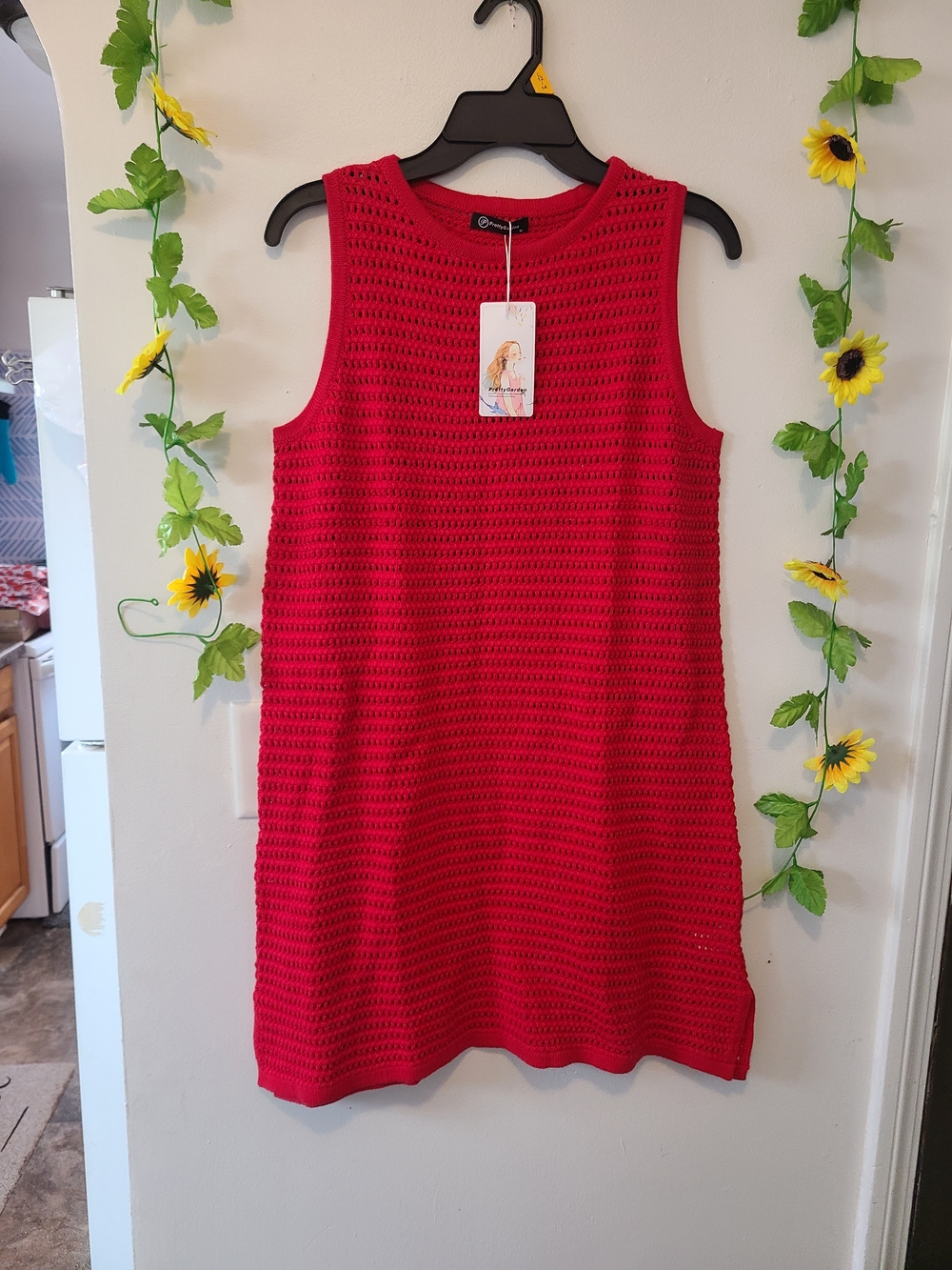 Nwt PrettyGarden Womens Medium Red Swim Cover up